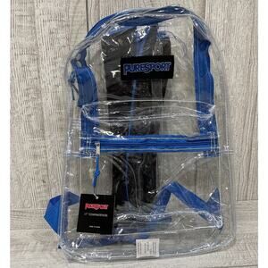 Puresport 17” Clear Backpack TPU Shell Lightweight Blue Adjustable Straps New